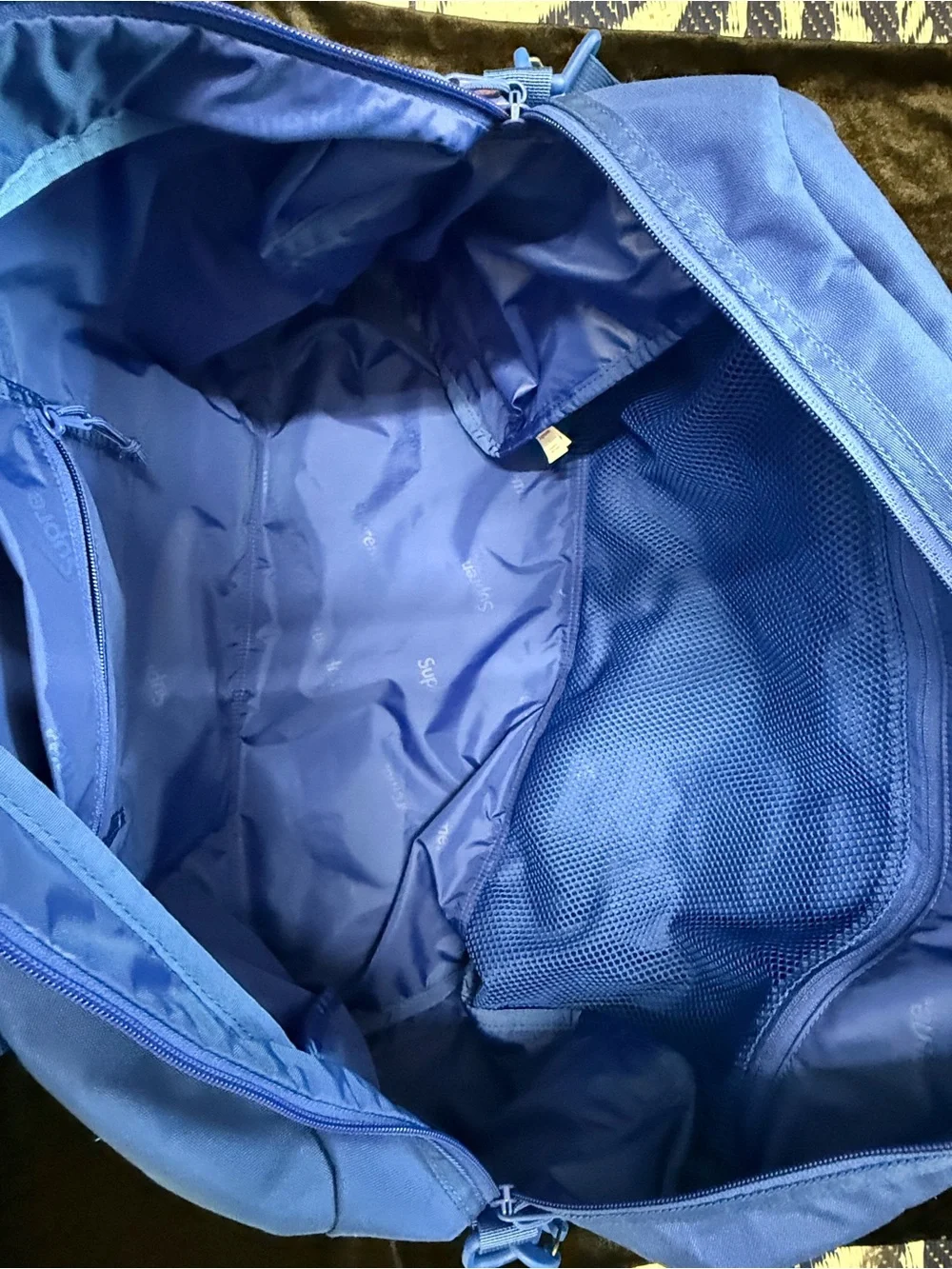 Supreme Royal Blue Cordura Duffel Bag with White Accents